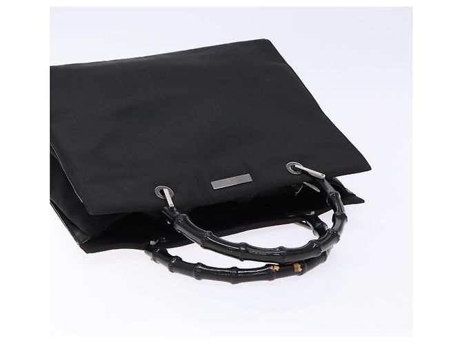 Borsa a mano in nylon nero e argento Gucci Bamboo 002 1010 Auth ep9789 - vista 6