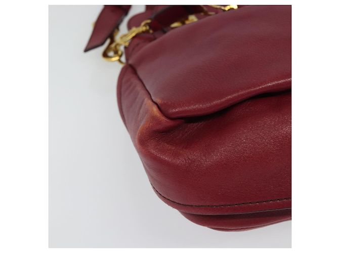 Chloé Borsa a mano in pelle Chloe Margaret 2 in 1 Rosso Vino Oro Auth BA4349 D'oro Bordò - vista 10