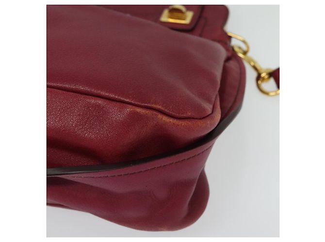 Chloé Borsa a mano in pelle Chloe Margaret 2 in 1 Rosso Vino Oro Auth BA4349 D'oro Bordò - vista 15
