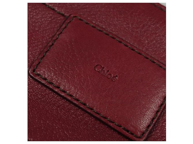 Chloé Borsa a mano in pelle Chloe Margaret 2 in 1 Rosso Vino Oro Auth BA4349 D'oro Bordò - vista 18