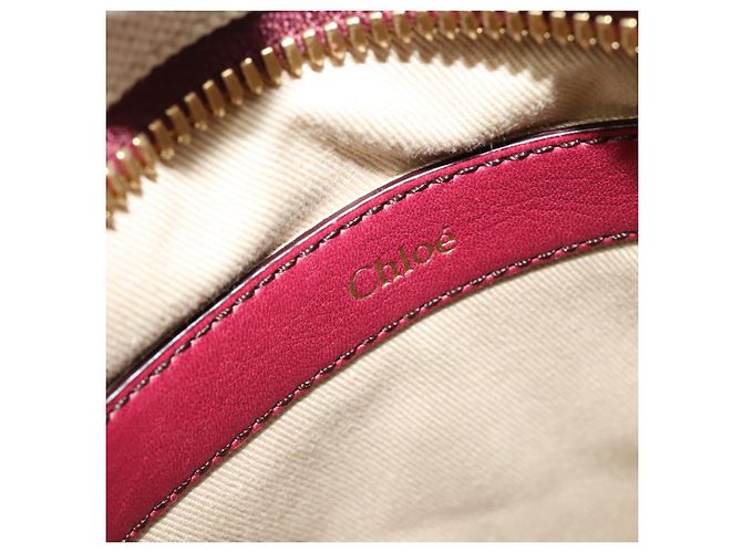 Chloé Borsa a mano in pelle Chloe Margaret 2 in 1 Rosso Vino Oro Auth BA4349 D'oro Bordò - vista 19