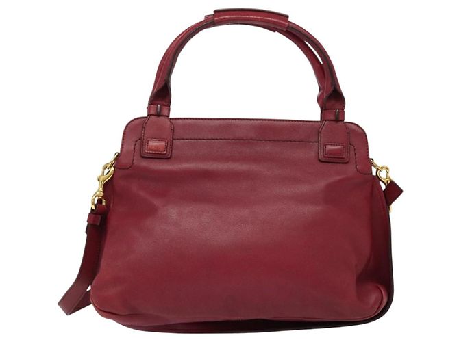 Chloé Borsa a mano in pelle Chloe Margaret 2 in 1 Rosso Vino Oro Auth BA4349 D'oro Bordò - vista 2