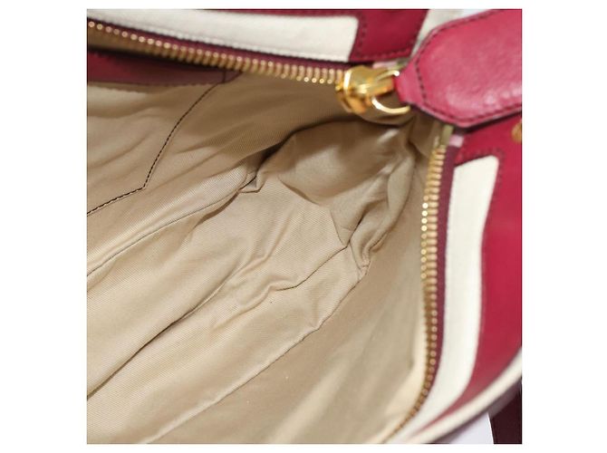 Chloé Borsa a mano in pelle Chloe Margaret 2 in 1 Rosso Vino Oro Auth BA4349 D'oro Bordò - vista 20