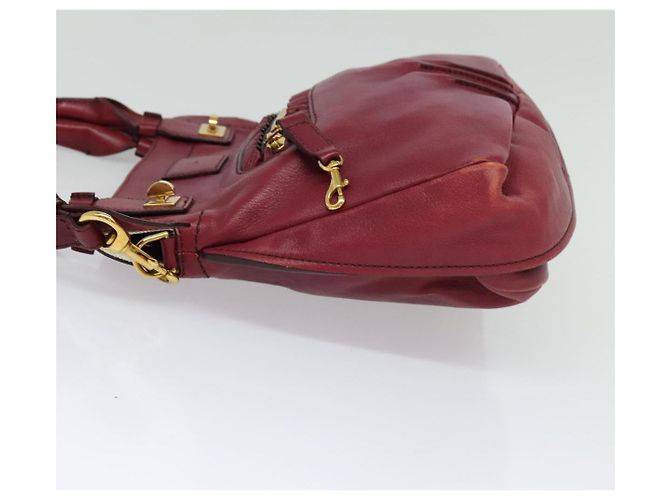 Chloé Borsa a mano in pelle Chloe Margaret 2 in 1 Rosso Vino Oro Auth BA4349 D'oro Bordò - vista 3