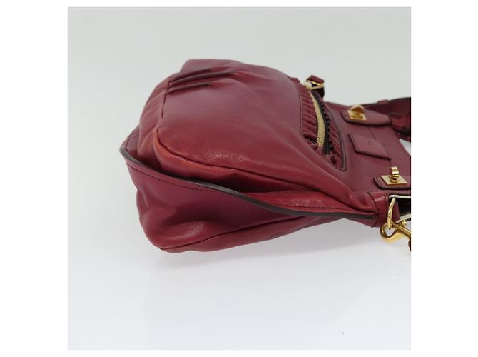 Chloé Borsa a mano in pelle Chloe Margaret 2 in 1 Rosso Vino Oro Auth BA4349 D'oro Bordò - vista 4