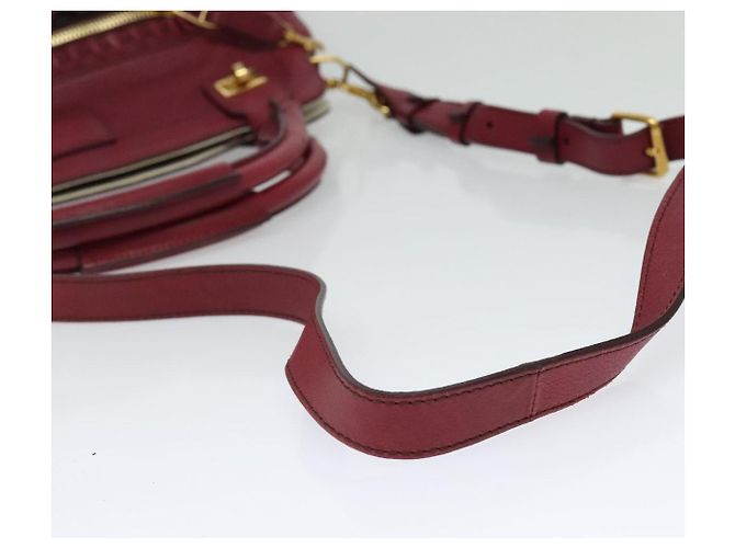Chloé Borsa a mano in pelle Chloe Margaret 2 in 1 Rosso Vino Oro Auth BA4349 D'oro Bordò - vista 9