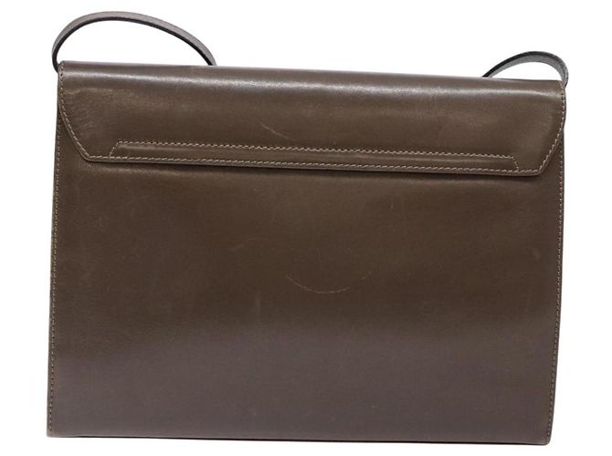 Borsa a Spalla Gancini in Pelle Marrone Argento Auth 135987 di Salvatore Ferragamo - vista 2