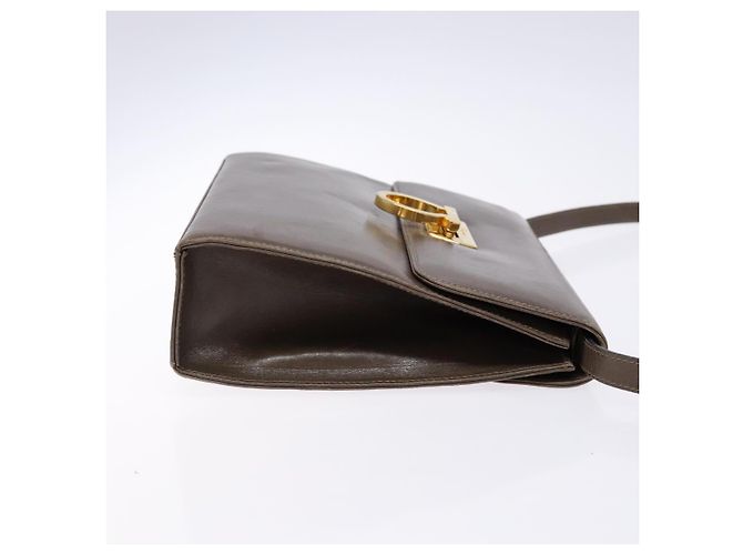 Borsa a Spalla Gancini in Pelle Marrone Argento Auth 135987 di Salvatore Ferragamo - vista 3