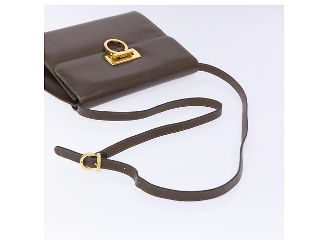 Borsa a Spalla Gancini in Pelle Marrone Argento Auth 135987 di Salvatore Ferragamo - vista 7