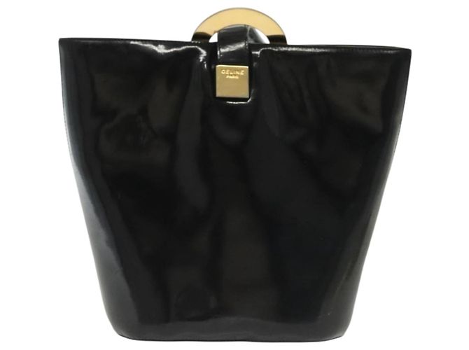 Céline Borsa a Spalla CELINE Circle Smalto Nero Oro Auth 137438 D'oro - vista 2