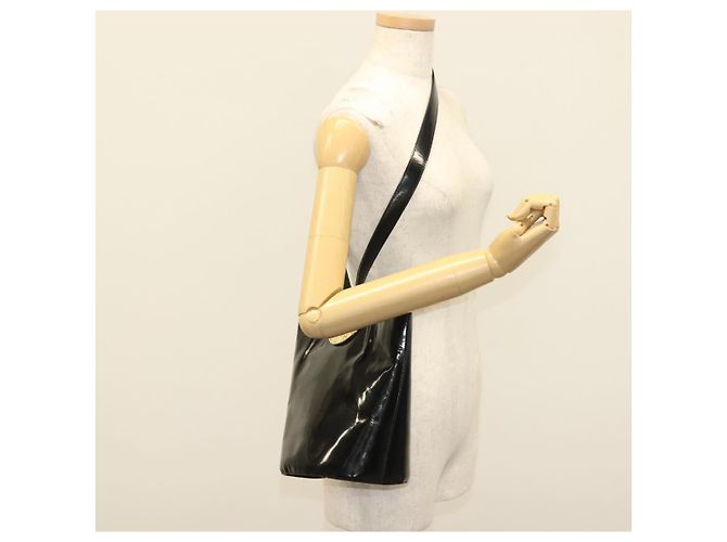 Céline Borsa a Spalla CELINE Circle Smalto Nero Oro Auth 137438 D'oro - vista 22