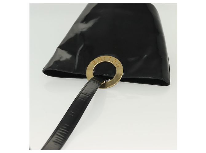 Céline Borsa a Spalla CELINE Circle Smalto Nero Oro Auth 137438 D'oro - vista 6