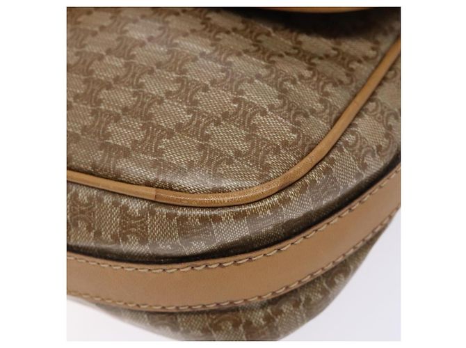 Céline Bolsa de Ombro em Lona Macadam CELINE PVC Bege Ouro Auth 137286 Dourado - vista 10