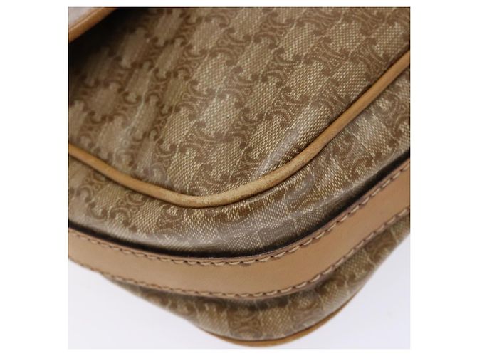Céline Bolsa de Ombro em Lona Macadam CELINE PVC Bege Ouro Auth 137286 Dourado - vista 11