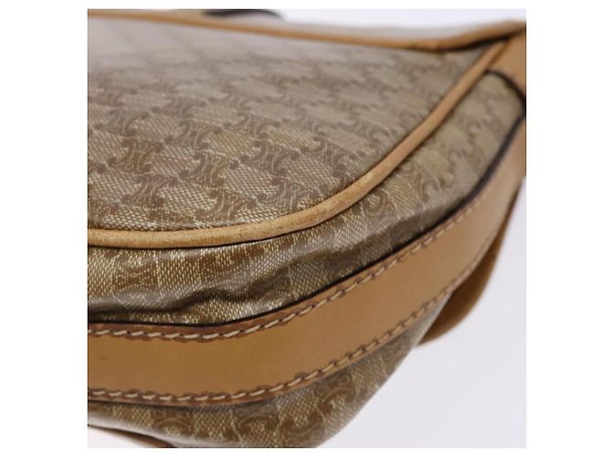 Céline Bolsa de Ombro em Lona Macadam CELINE PVC Bege Ouro Auth 137286 Dourado - vista 12