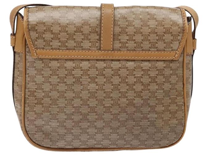 Céline Bolsa de Ombro em Lona Macadam CELINE PVC Bege Ouro Auth 137286 Dourado - vista 3