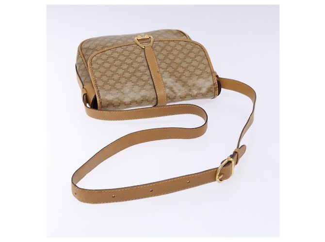 Céline Bolsa de Ombro em Lona Macadam CELINE PVC Bege Ouro Auth 137286 Dourado - vista 7