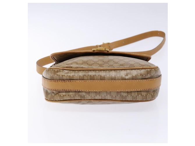 Céline Bolsa de Ombro em Lona Macadam CELINE PVC Bege Ouro Auth 137286 Dourado - vista 9