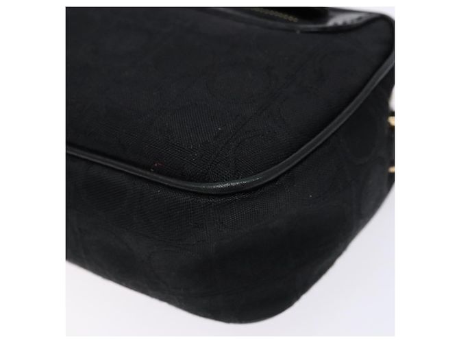Borsa a Spalla Gancini Salvatore Ferragamo in Tela e Pelle Nera Dorata Auth bs28715 - vista 10