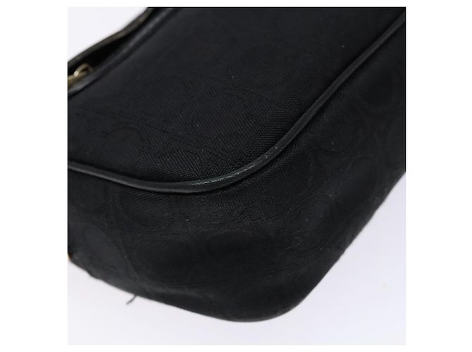 Borsa a Spalla Gancini Salvatore Ferragamo in Tela e Pelle Nera Dorata Auth bs28715 - vista 11