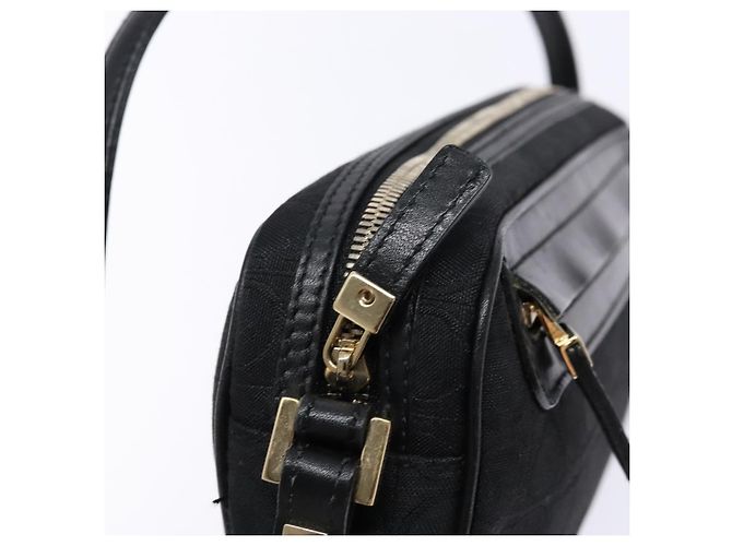 Borsa a Spalla Gancini Salvatore Ferragamo in Tela e Pelle Nera Dorata Auth bs28715 - vista 16