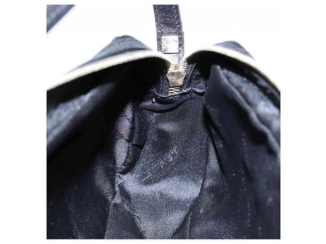 Borsa a Spalla Gancini Salvatore Ferragamo in Tela e Pelle Nera Dorata Auth bs28715 - vista 19