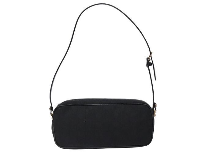 Borsa a Spalla Gancini Salvatore Ferragamo in Tela e Pelle Nera Dorata Auth bs28715 - vista 3