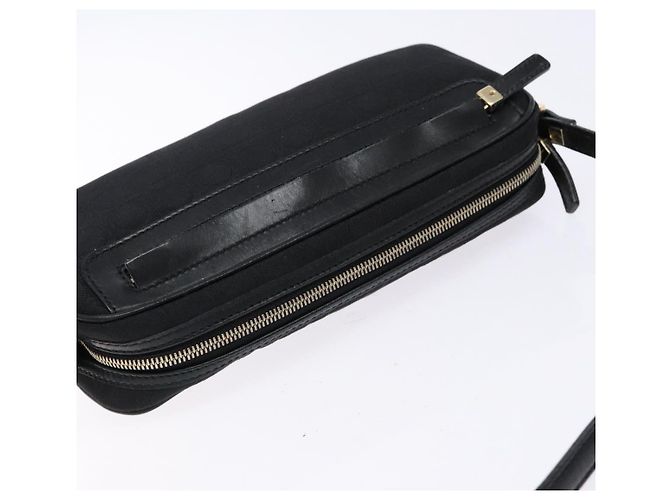 Borsa a Spalla Gancini Salvatore Ferragamo in Tela e Pelle Nera Dorata Auth bs28715 - vista 6
