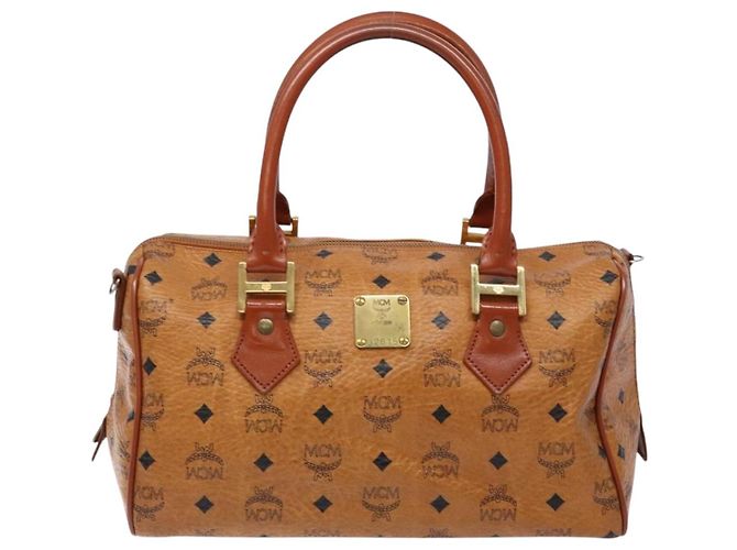 Borsa MCM Logogram Vicetos in pelle PVC marrone e oro Auth 137750 D'oro - vista 2