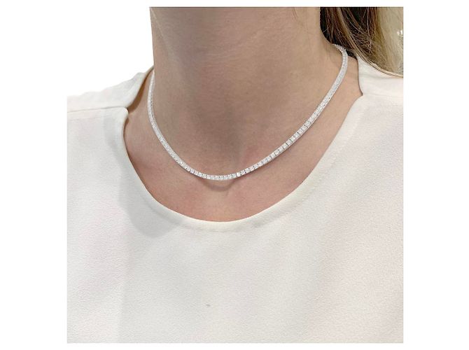Autre Marque Collar río en oro blanco, diamantes. - vista 4