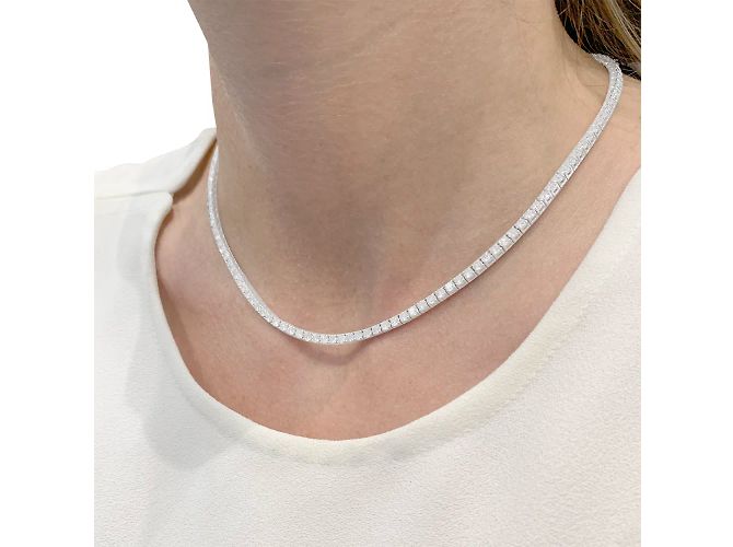 Autre Marque Collar río en oro blanco, diamantes. - vista 5
