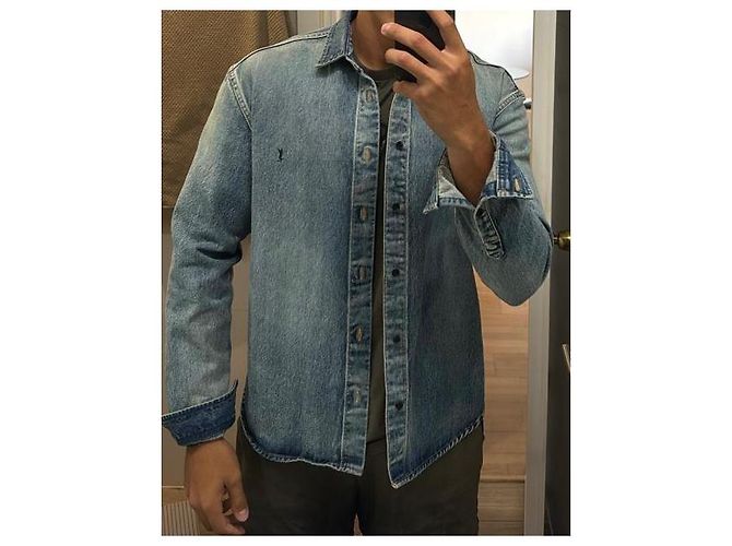 Giacca di Jeans Classica Saint Laurent Blu chiaro - vista 7