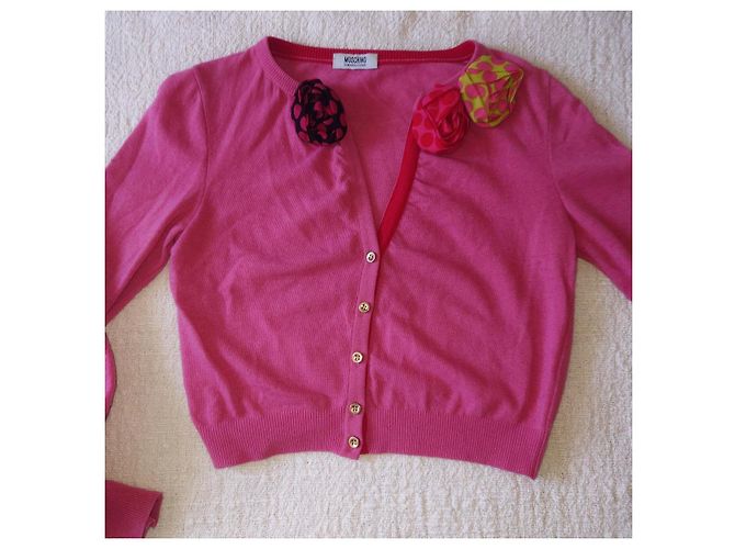 Moschino Cheap And Chic Cardigan Rosa Rot Kaschmir Wolle Pink - Ansicht 2