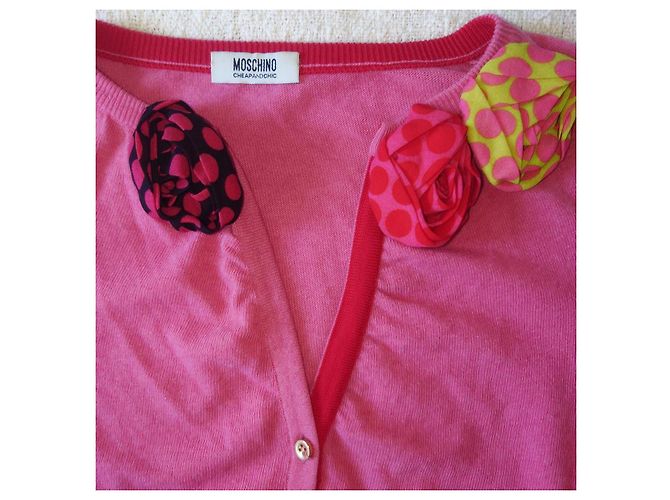 Moschino Cheap And Chic Cardigan Rosa Rot Kaschmir Wolle Pink - Ansicht 4