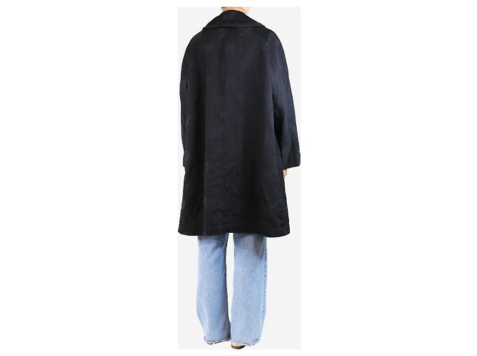 Autre Marque Abrigo jacquard negro de doble botonadura con lazo - tamaño S - vista 2