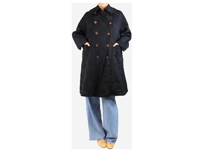 Autre Marque Abrigo jacquard negro de doble botonadura con lazo - tamaño S - vista 3