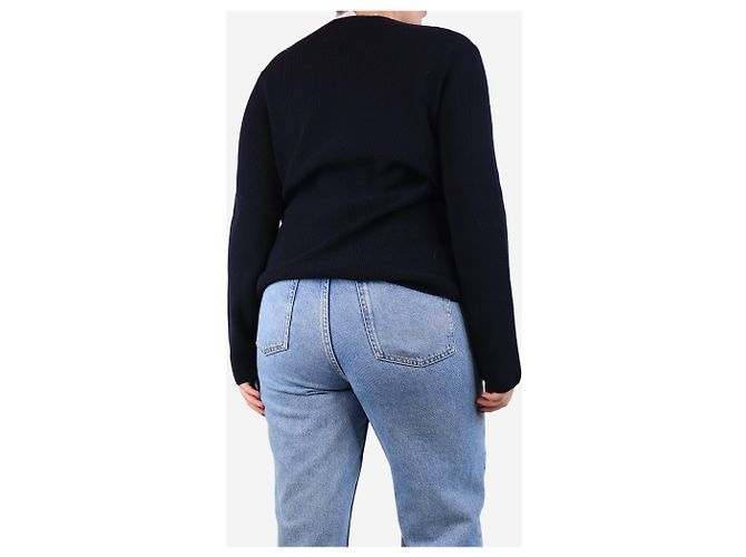Comme Des Garcons Jersey de solapa de canalé azul marino - talla M - vista 2