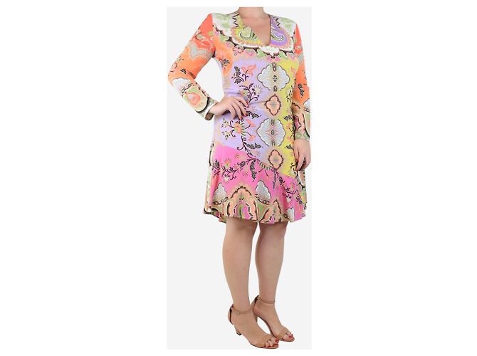 Etro Bunt gemustertes Mini-Kleid mit Blumen und Paisley - Größe UK 14 Mehrfarben - Ansicht 3