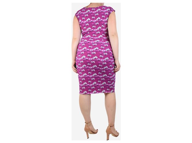 Autre Marque Lila Blumen asymmetrisches Midikleid - Größe UK 14 - Ansicht 2