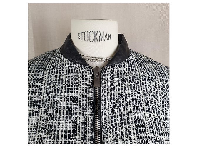 Maje Tweed Bomber Jacket Eggshell - view 3