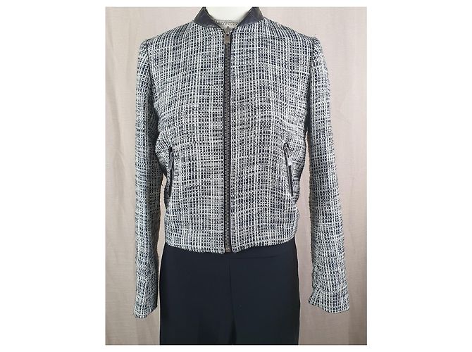 Maje Tweed Bomber Jacket Eggshell - view 6