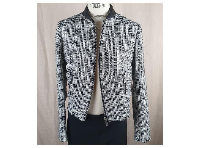 Maje Tweed Bomber Jacket Eggshell - view 8