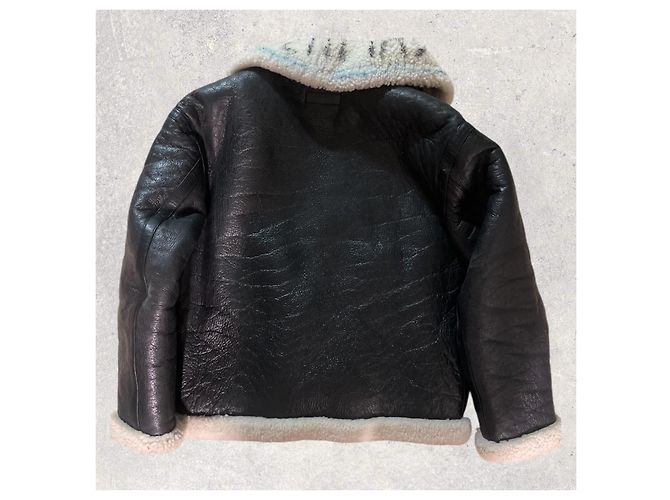 Balenciaga Graffiti Fliegerjacke Leder Braun Dunkelbraun - Ansicht 3