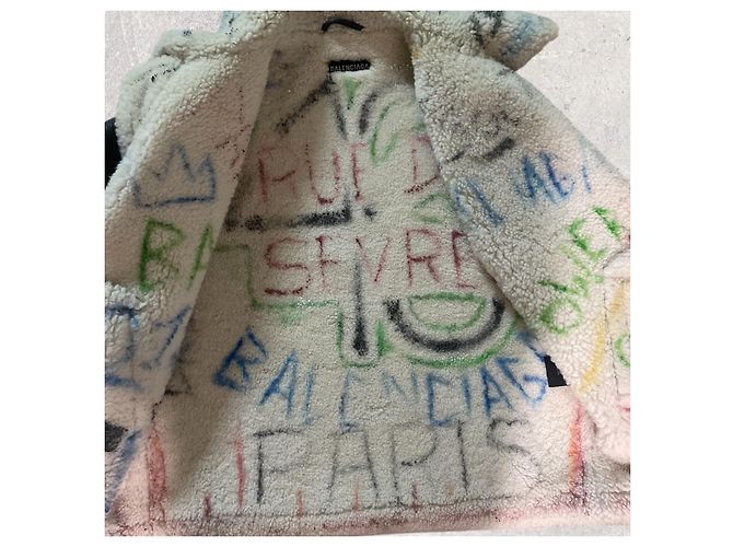 Balenciaga Graffiti Fliegerjacke Leder Braun Dunkelbraun - Ansicht 5