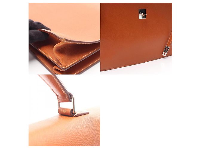 Brevettato Hermès Kelly Depeche 38 Oro Marrone - vista 3