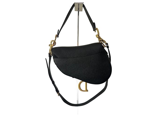 Borsa Saddle Dior in pelle nera granulata Nero - vista 2