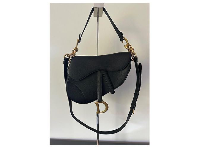 Borsa Saddle Dior in pelle nera granulata Nero - vista 11