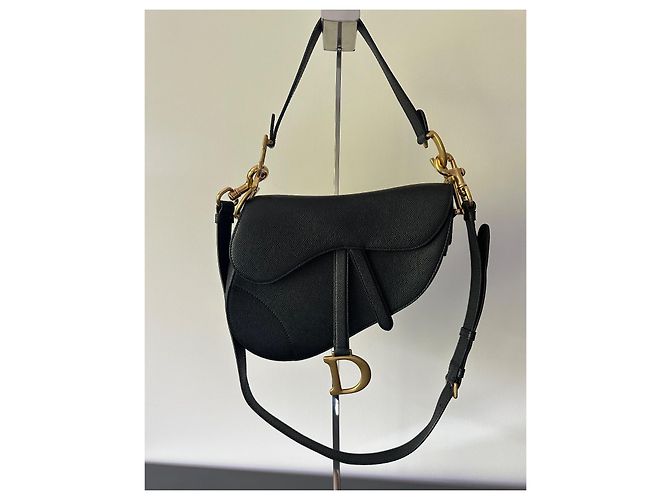 Borsa Saddle Dior in pelle nera granulata Nero - vista 12