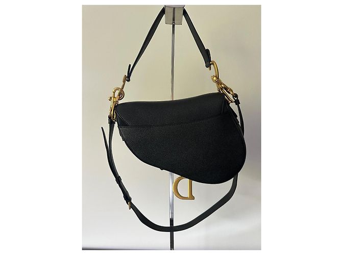 Borsa Saddle Dior in pelle nera granulata Nero - vista 3