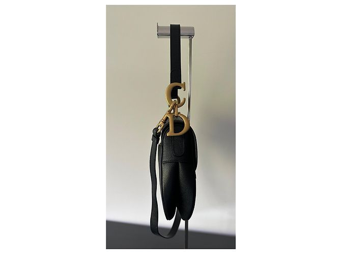 Borsa Saddle Dior in pelle nera granulata Nero - vista 8